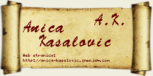 Anica Kasalović vizit kartica